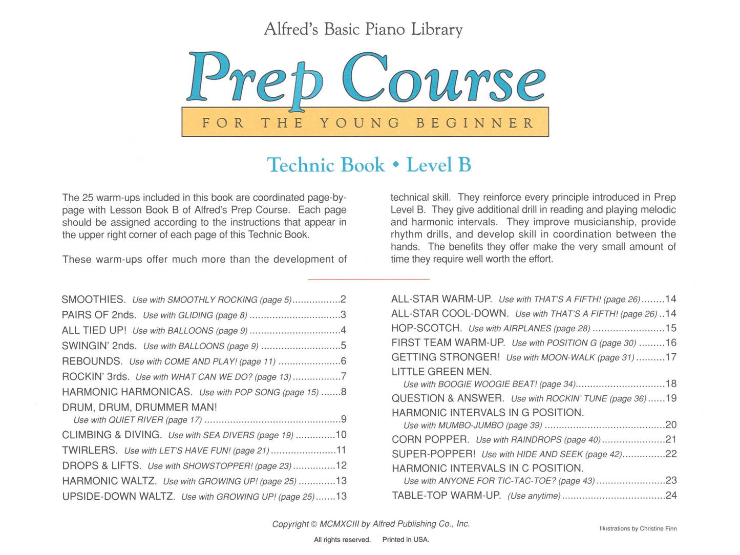 Alfred's Basic Piano Prep Course - Technic Level B Book