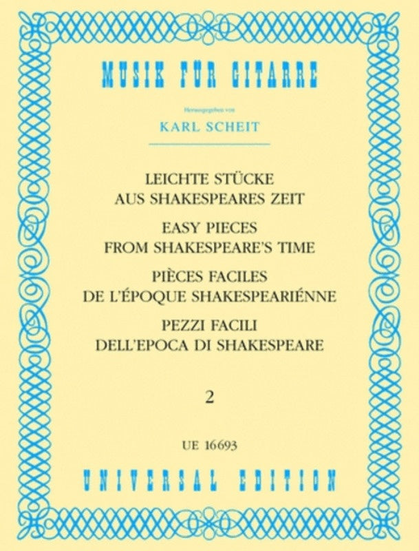 Easy Pieces From Shakespeares Time Vol 2 For Guitar