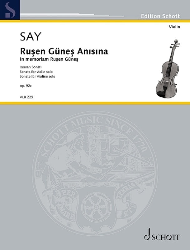 Say - Rusen Gunes Anisina Op 92C Violin Solo