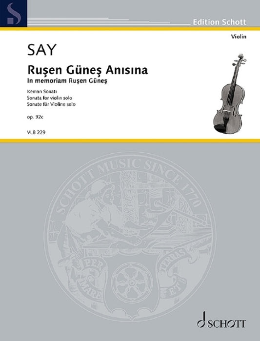 Say - Rusen Gunes Anisina Op 92C Violin Solo