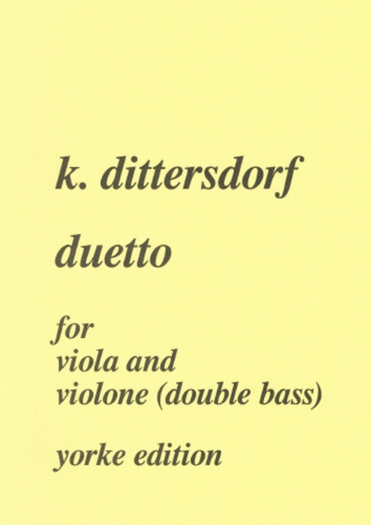 Dittersdorf - Duetto E Flat For Viola/Double Bass (Violone)