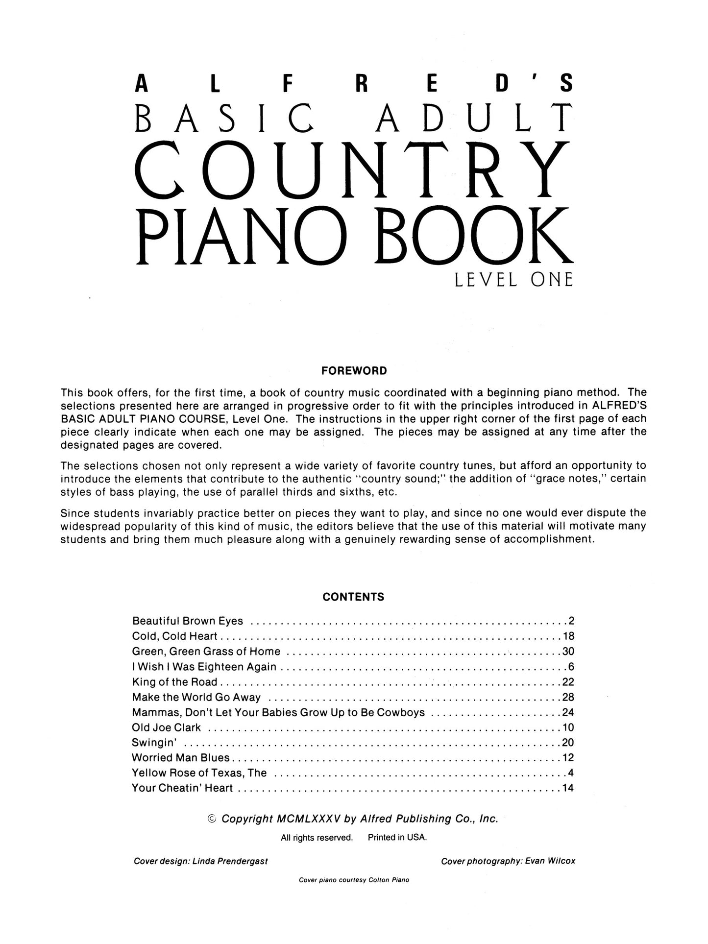 Alfred's Basic Adult Piano Course - Country Piano Book 1