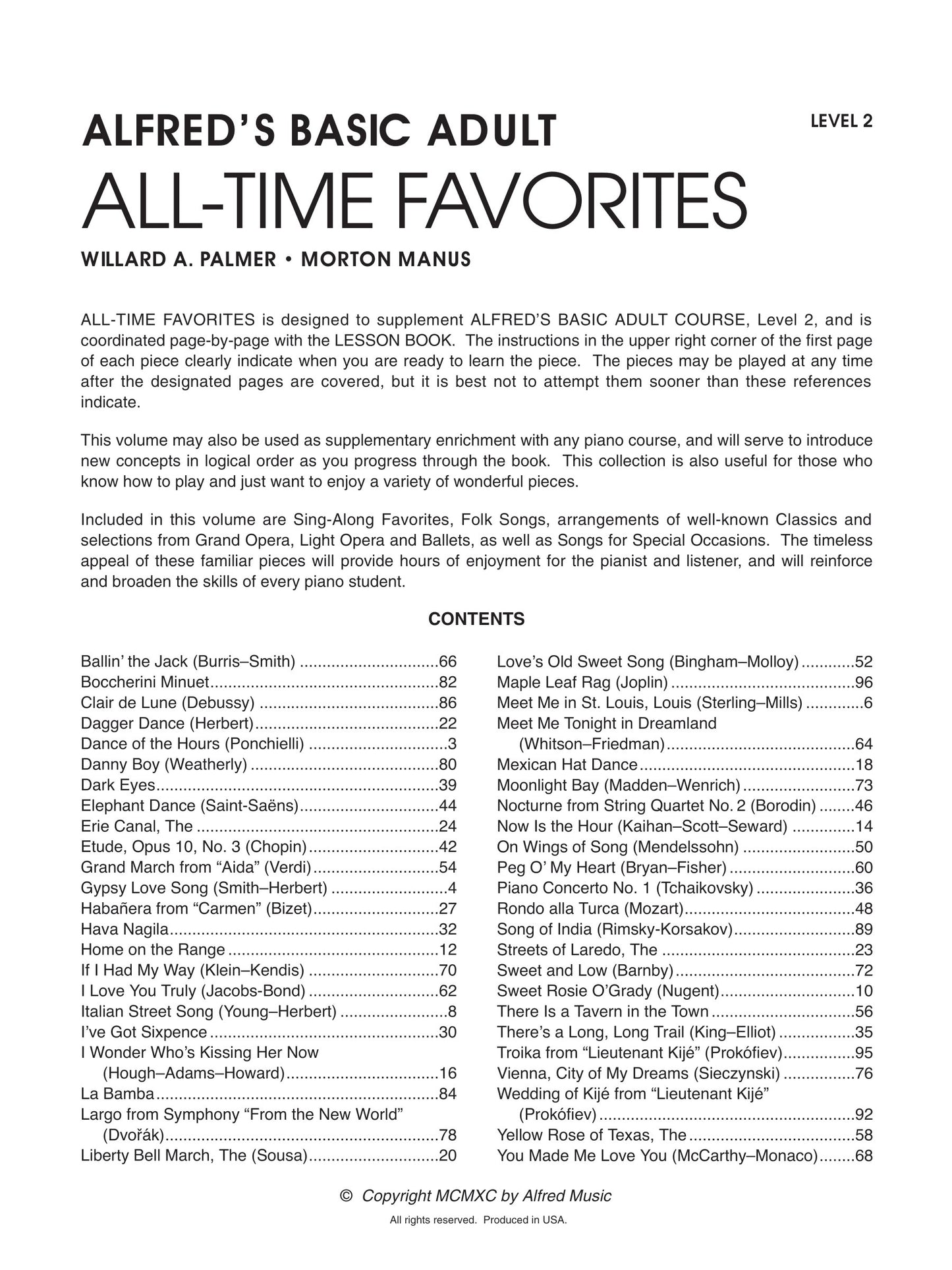 Alfred's Basic Adult Piano Course - All Time Favourites Book 2