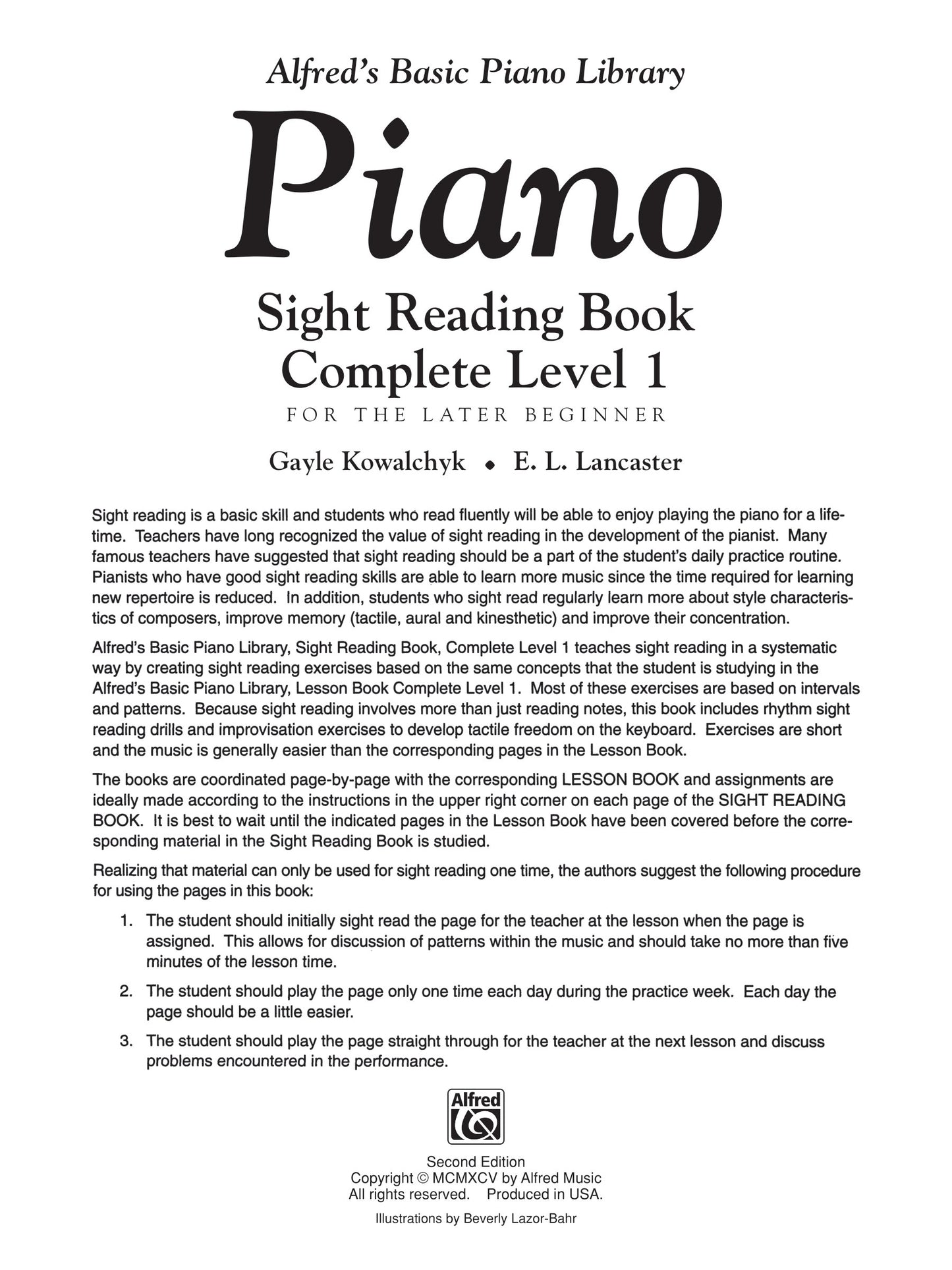 Alfred's Basic Piano Library - Sight Reading Complete Level 1 (1A/1B)