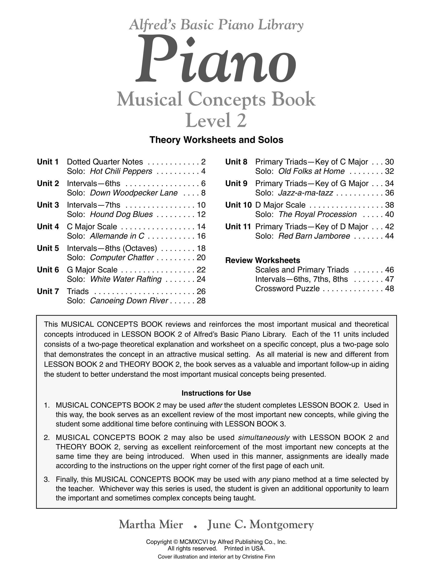 Alfred's Basic Piano Library - Musical Concepts Level 2 Book