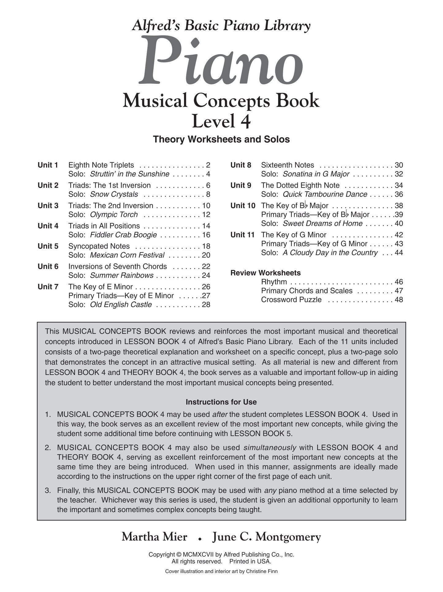 Alfred's Basic Piano Library - Musical Concepts Level 4 Book