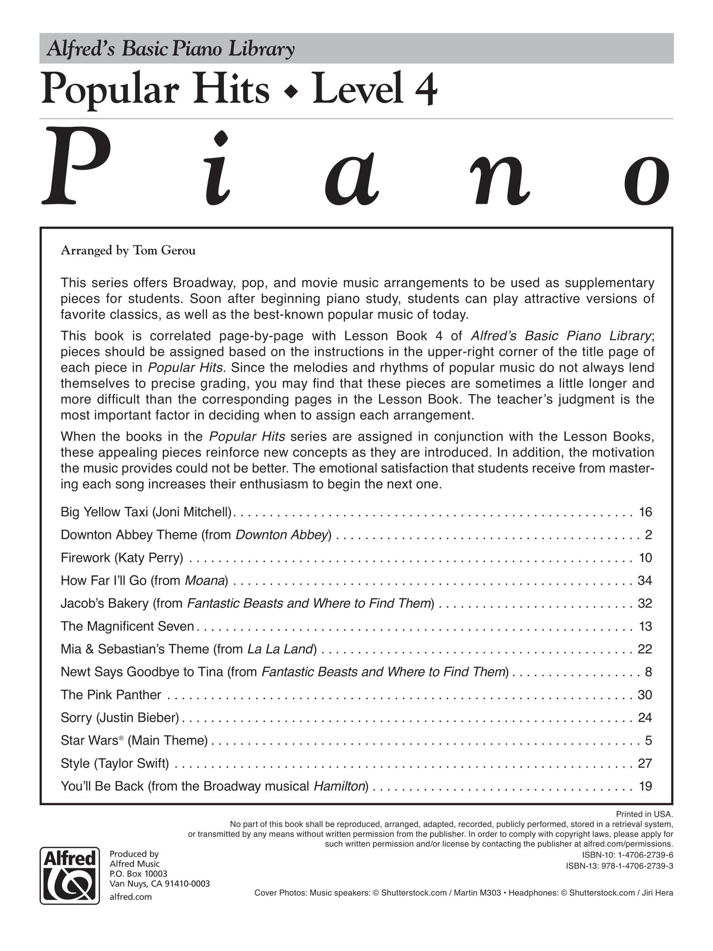 Alfred's Basic Piano Library Popular Hits Level 4 Book