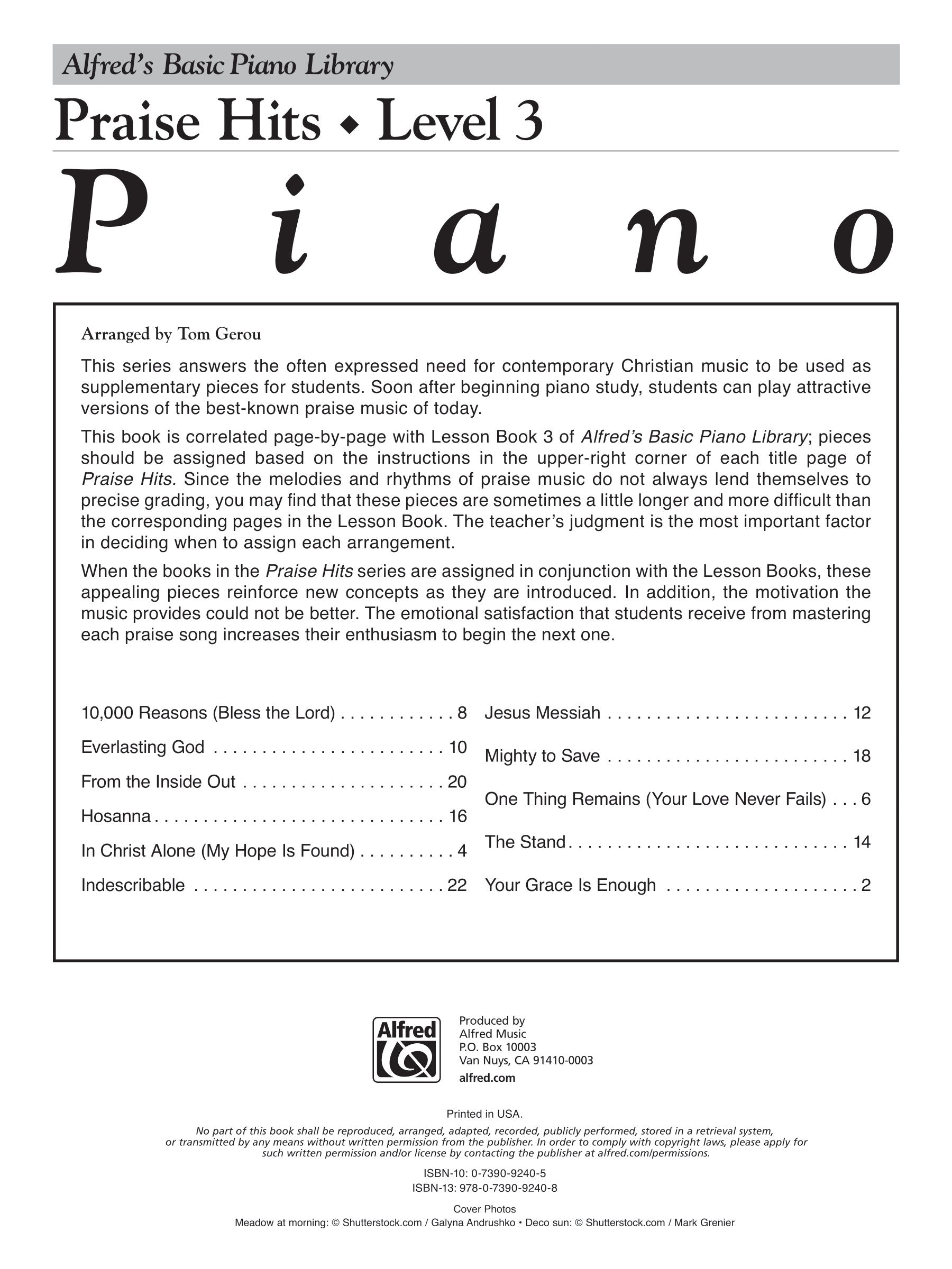 Alfred's Basic Piano Library - Praise Hits Level 3 Book