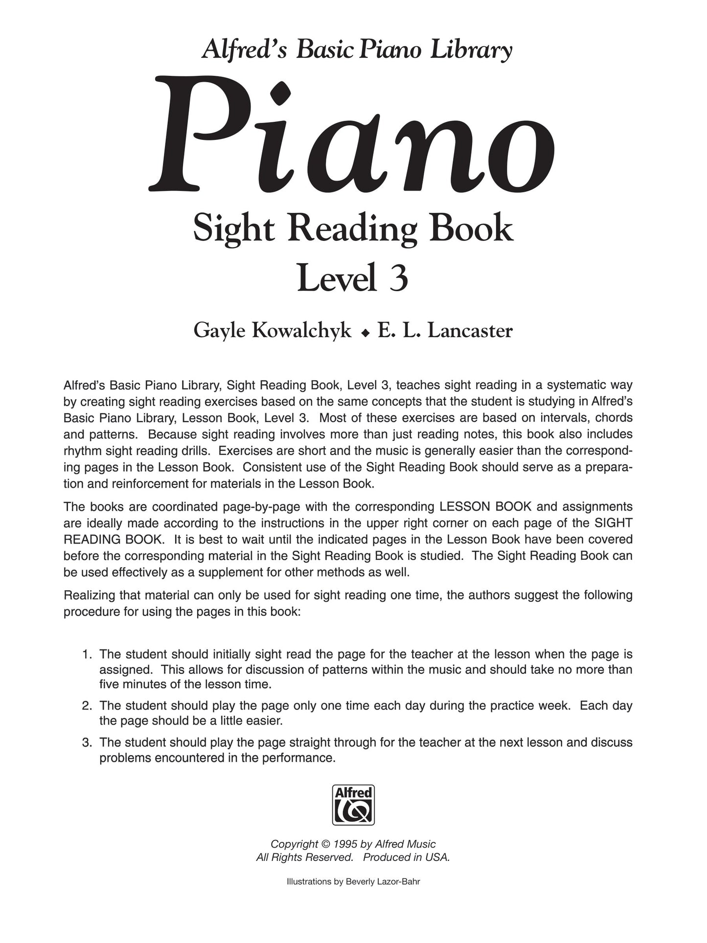 Alfred's Basic Piano Library - Sight Reading Level 3 Book
