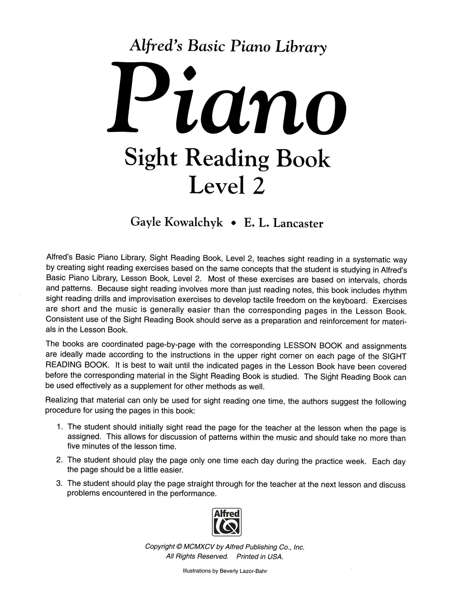 Alfred's Basic Piano Library - Sight Reading Level 2 Book