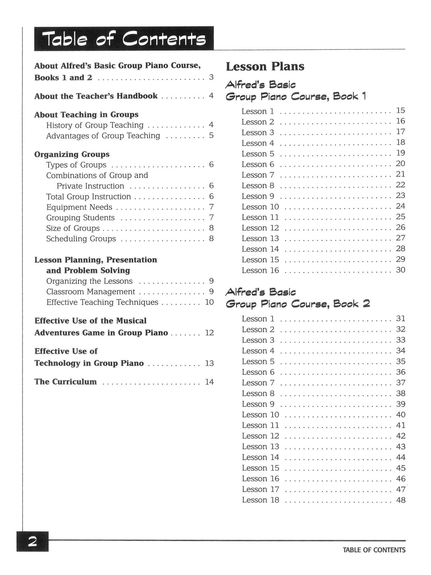 Alfred's Basic Group Piano Course - Teacher's Handbook 1 & 2