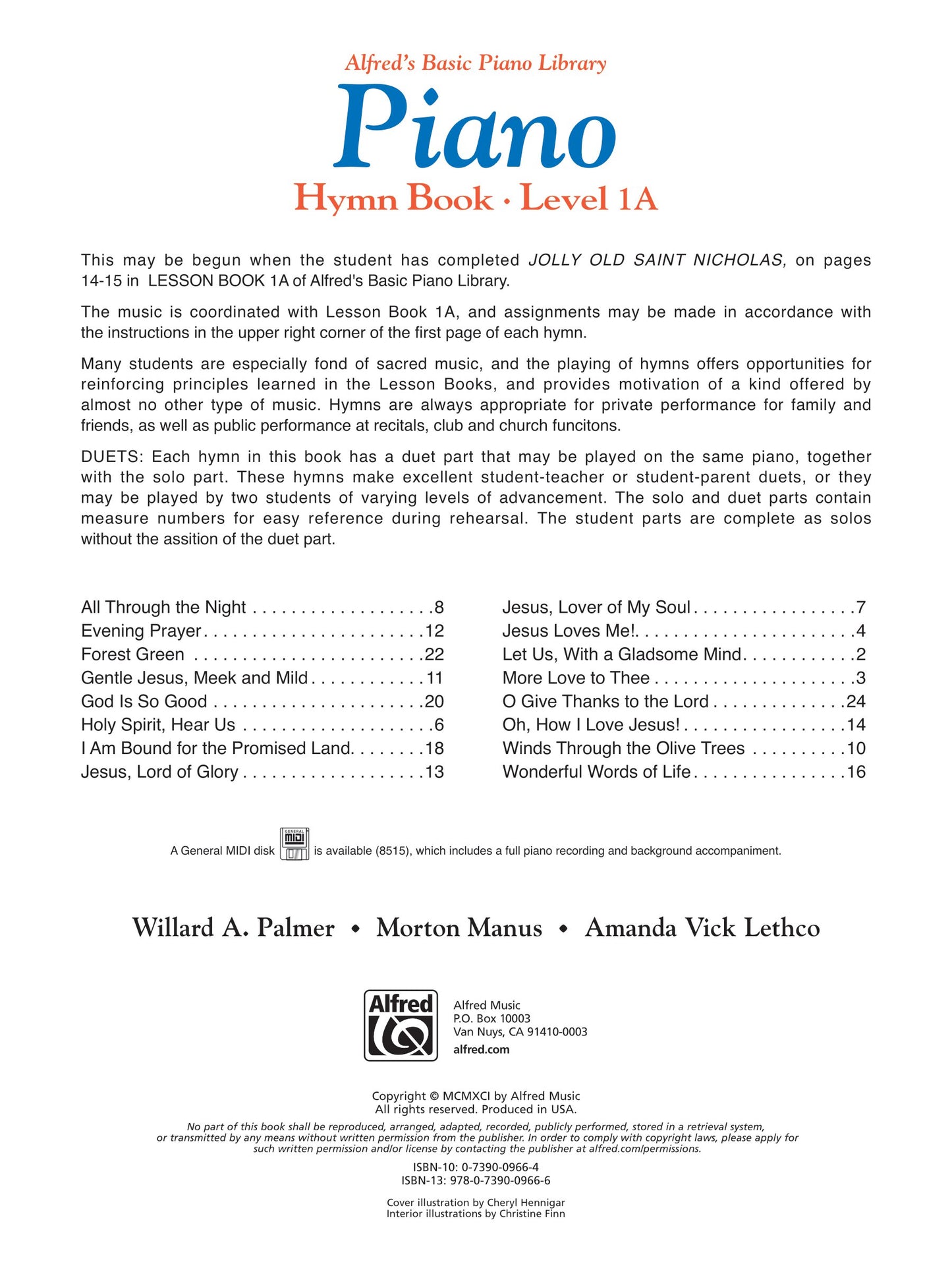 Alfred's Basic Piano Library - Hymn Book Level 1A