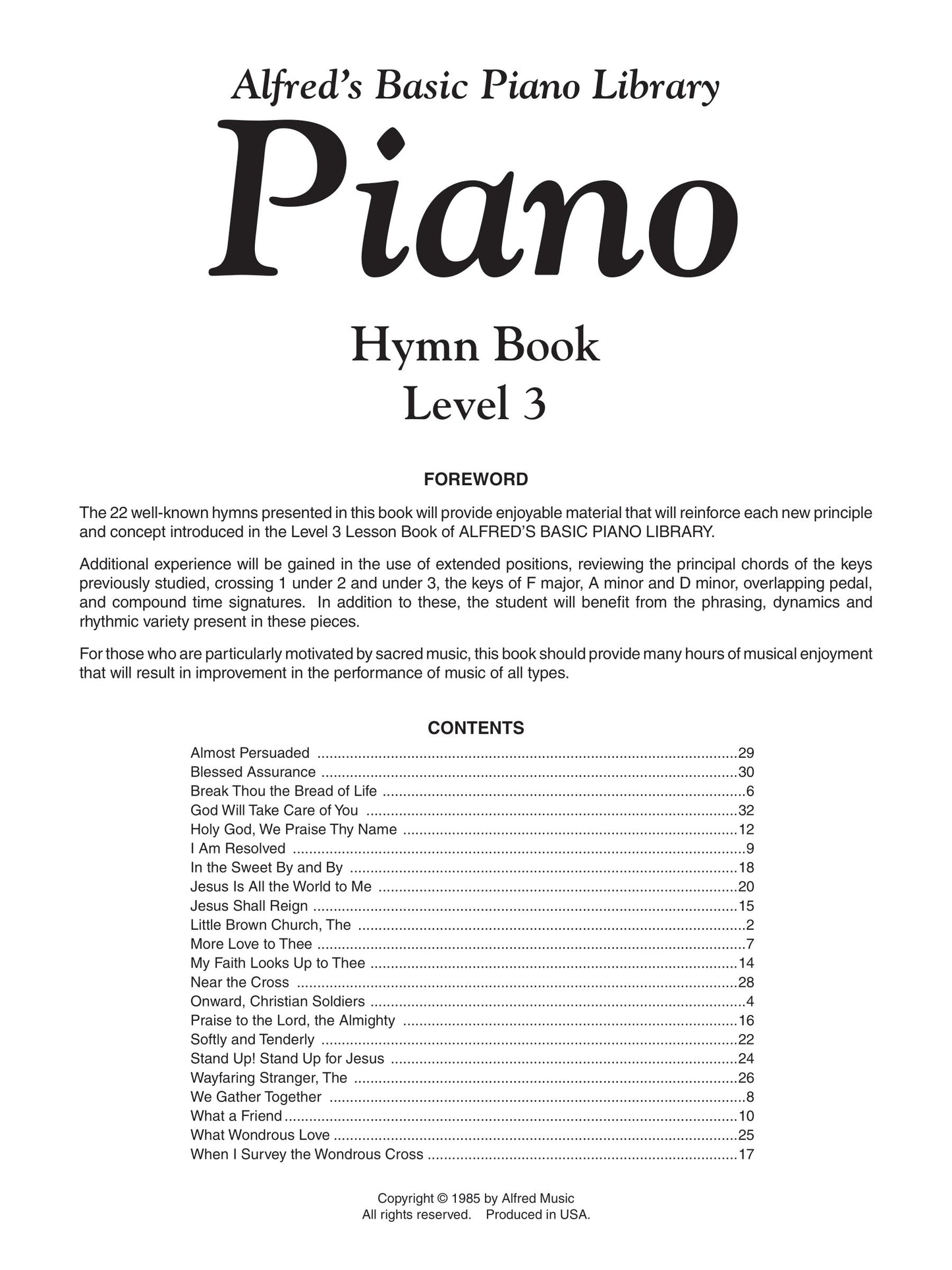 Alfred's Basic Piano Library - Hymn Book Level 3