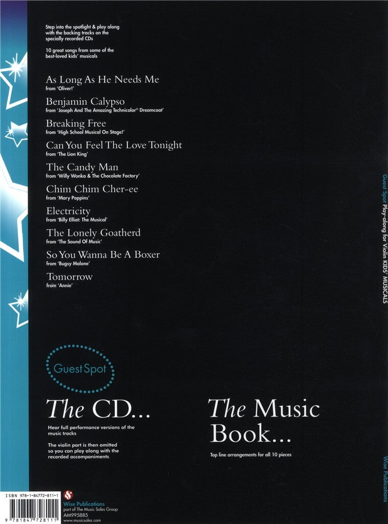 Guest Spot - Kids Musicals Violin Play Along Book/Cd