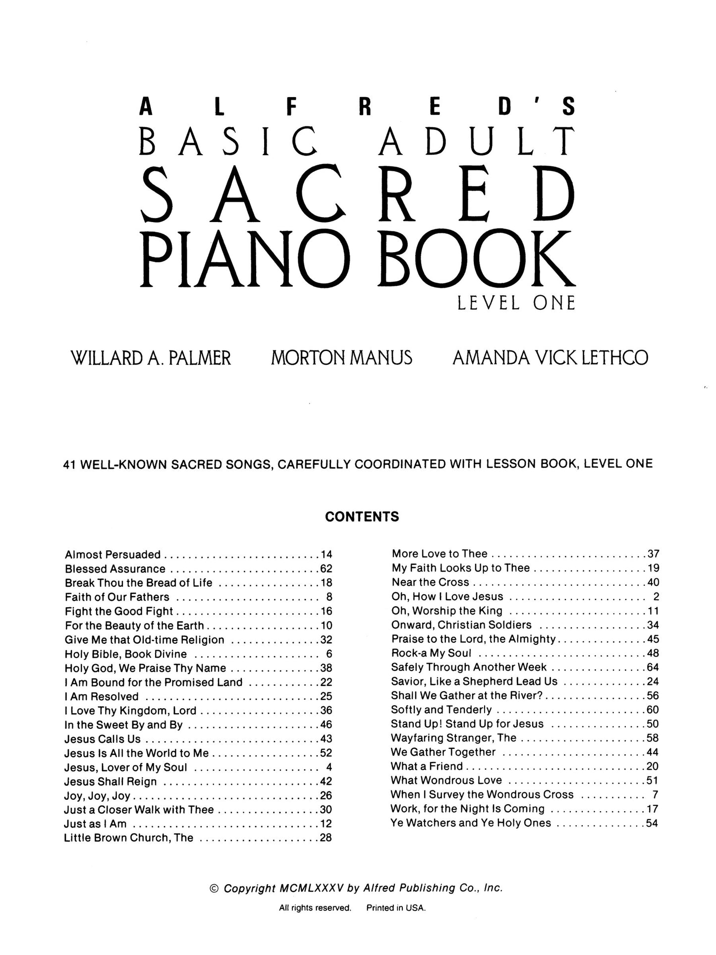 Alfred's Basic Adult Piano Course - Sacred Book 1