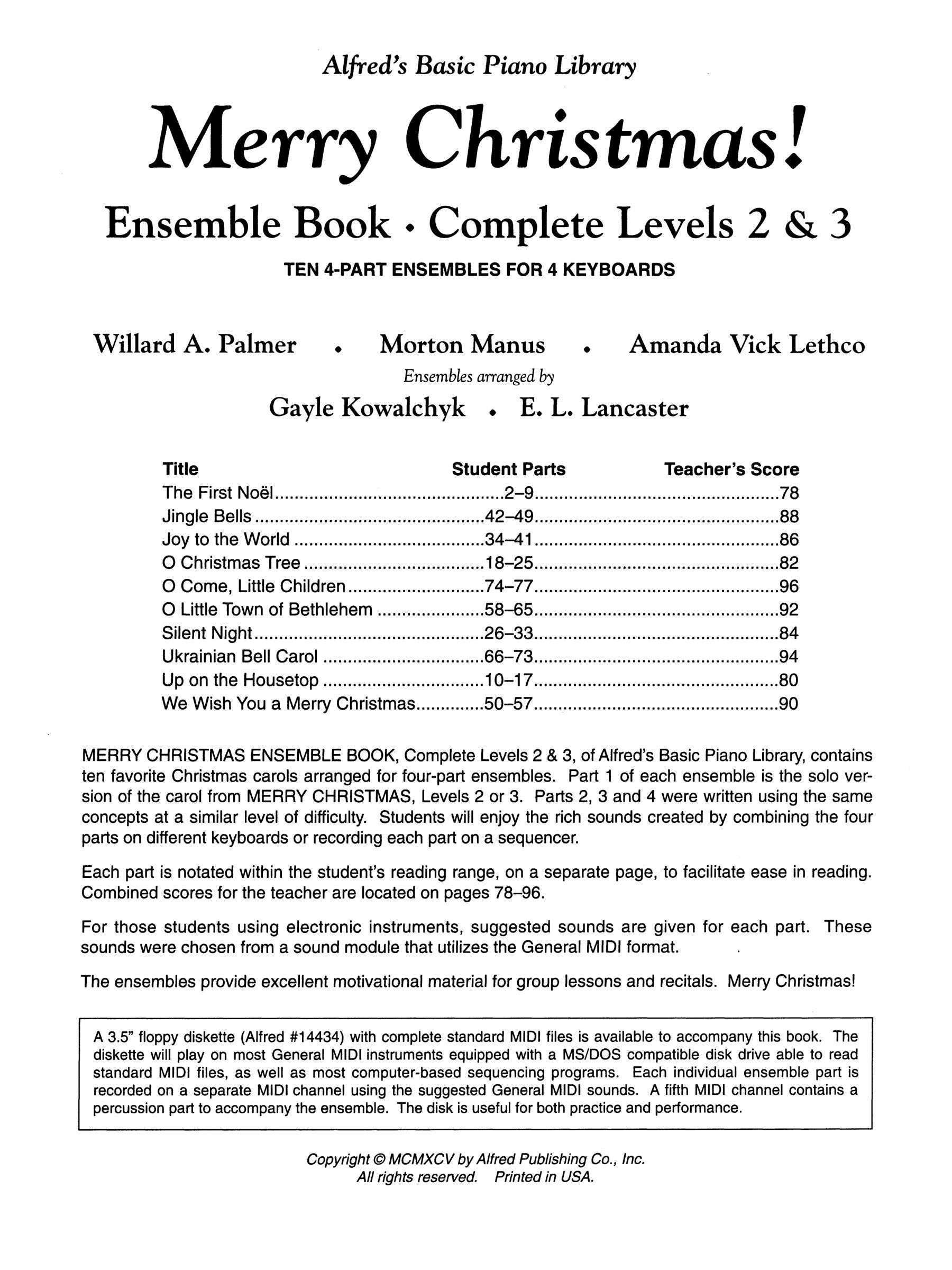 Alfred's Basic Piano Library - Merry Christmas Ensemble Book Complete Level 2 & 3