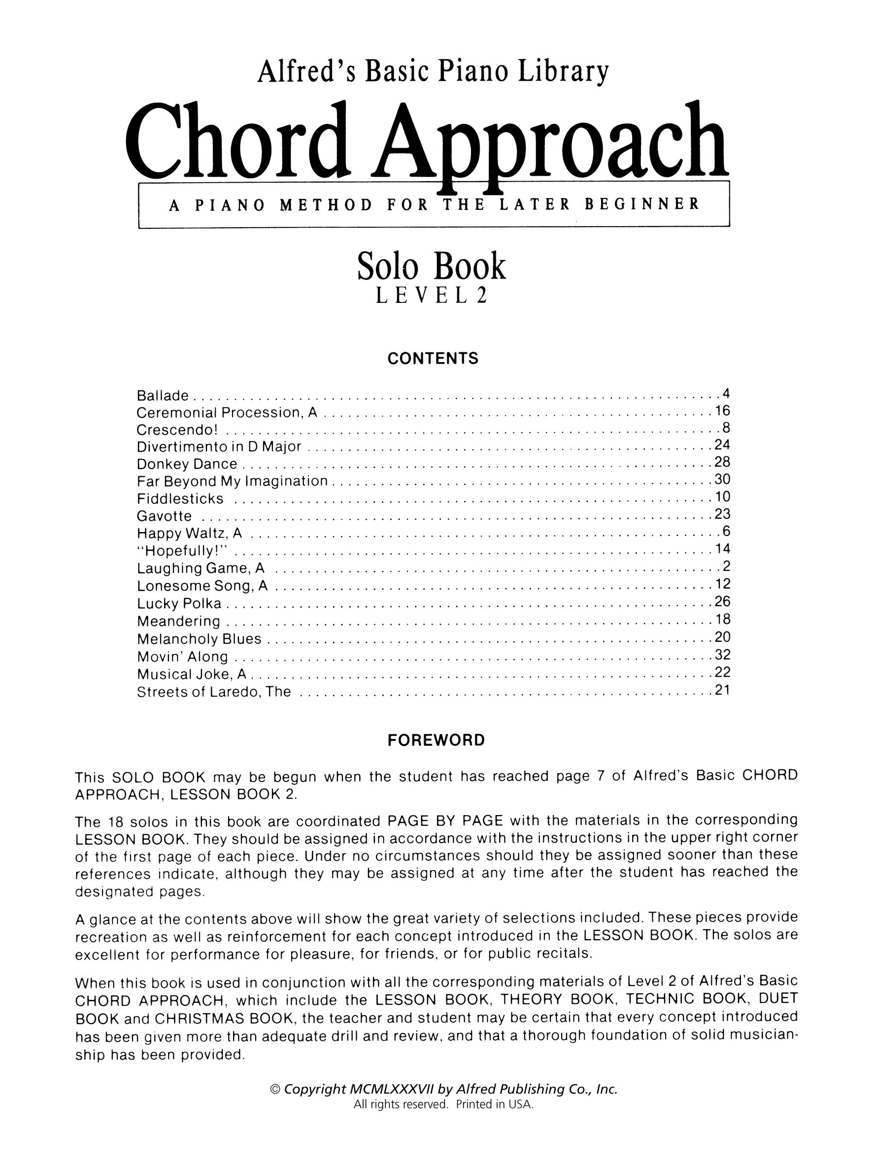Alfred's Basic Piano Library - Chord Approach Solo Book Level 2