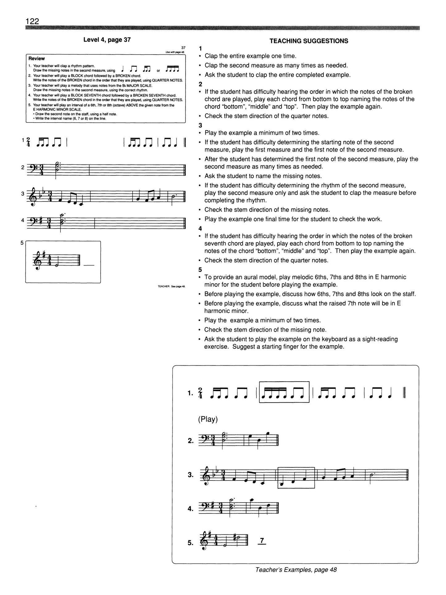 Alfred's Basic Piano Library - Ear Training Teacher's Handbook & Answer Key Level 1A-4