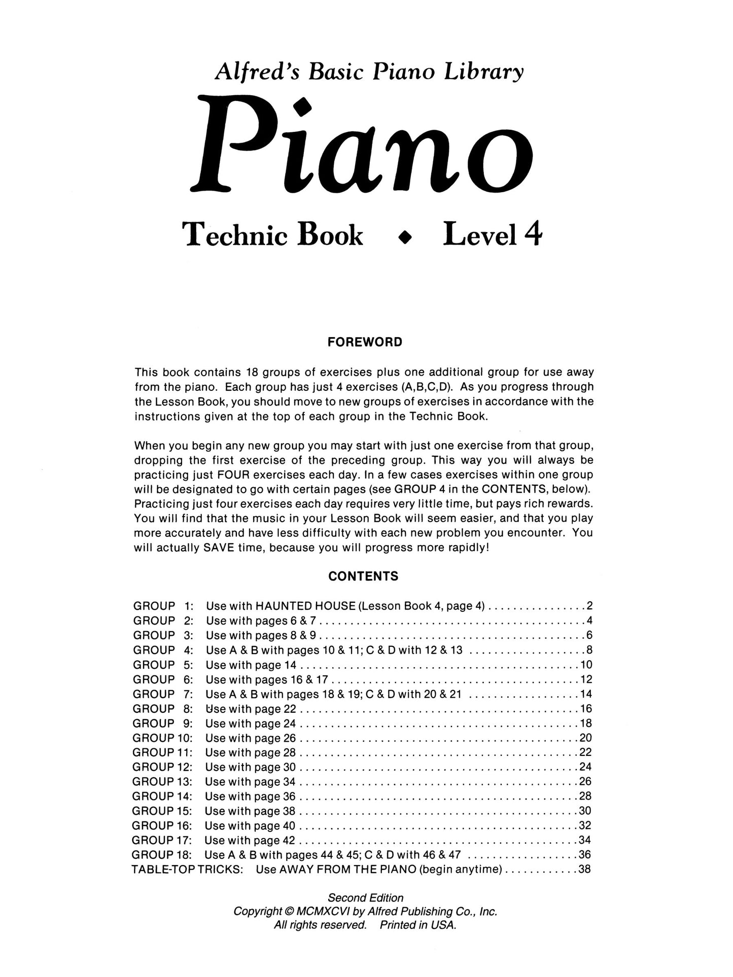Alfred's Basic Piano Library - Technic Book Level 4