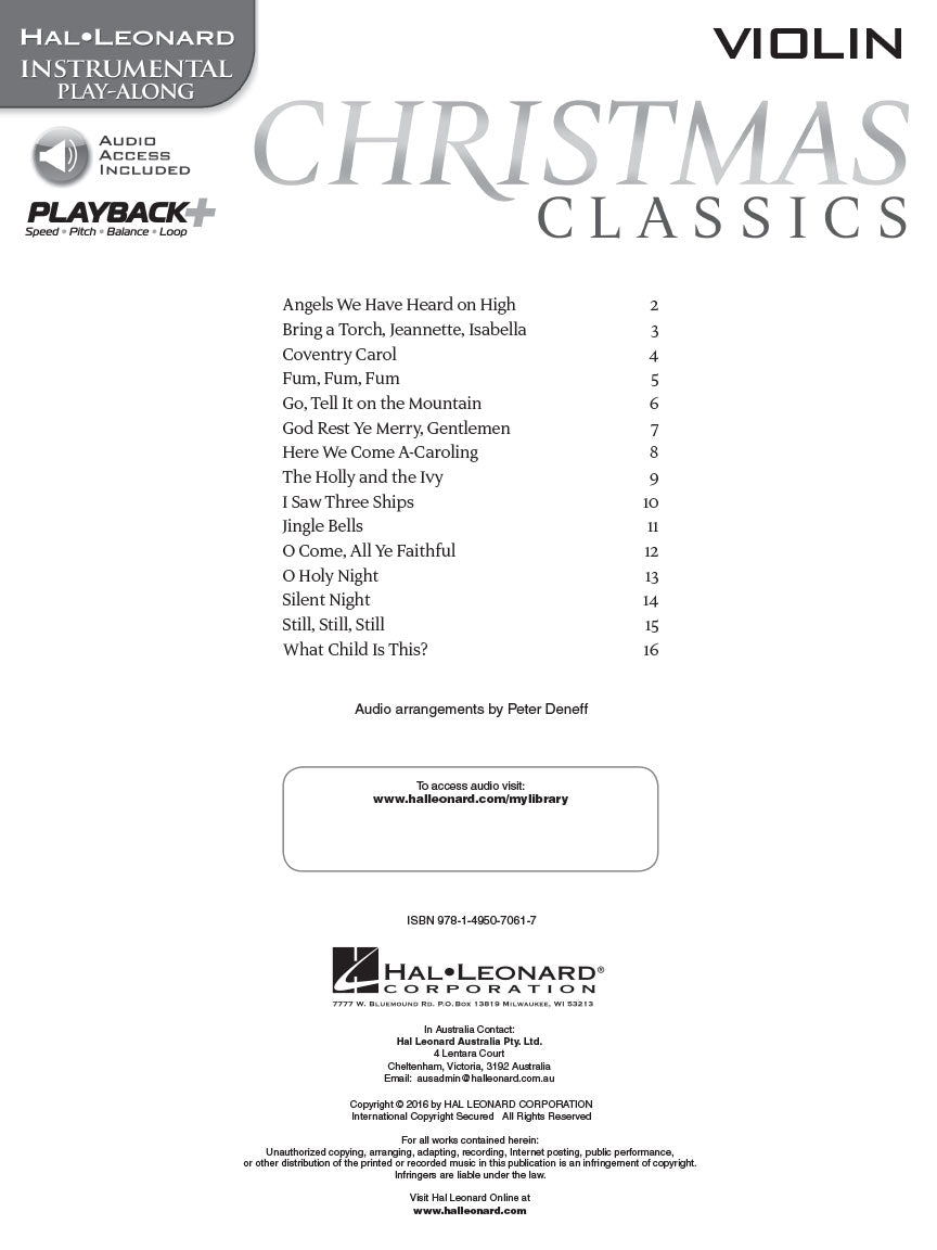 Christmas Classics Violin Play Along Book/Ola