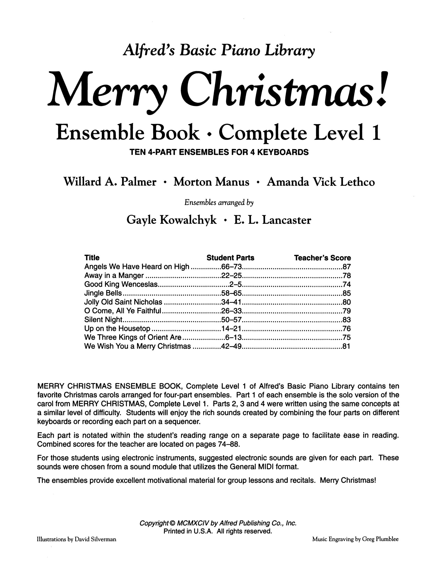 Alfred's Basic Piano Library - Merry Christmas Ensemble Book Complete Level 1 (1A/1B)